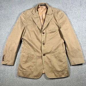 Playboy Twill Blazer‎ Sport Coat 3 Button Jacket Mens Khaki Cotton 46A 170/88A